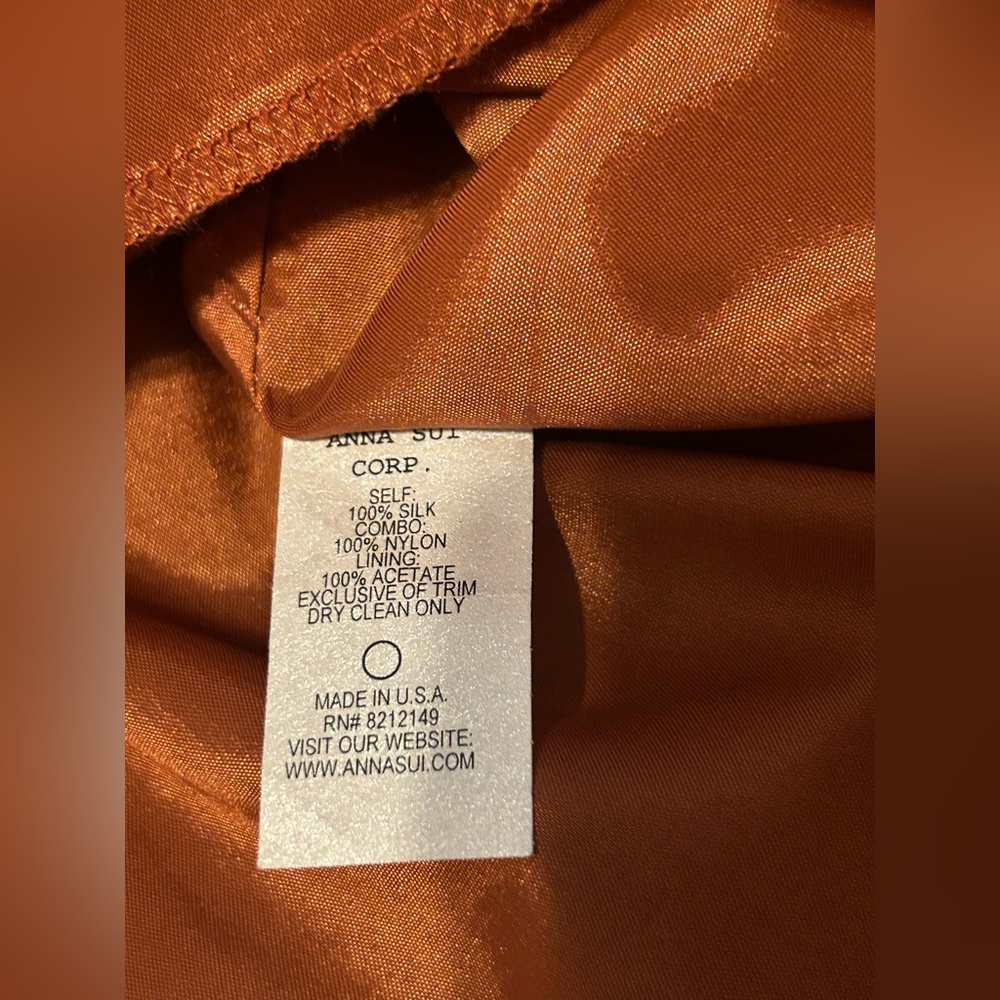 Anthropologie Anna Sui Sz 8 Orange Butterfly Dress Boho Flowy Fairycore Y2K - Picture 7 of 8